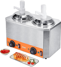 ELECTRIC CHEESE DISPENSER WITH PUMPS, 2.3X2 QT COMMERCIAL HOT FUDGE WARMER, TEMP