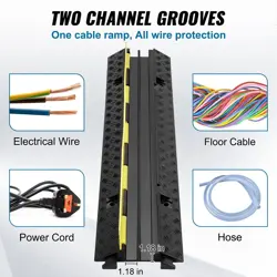 VEVOR 3 PCS CABLE PROTECTOR RAMP 2 CHANNEL 12000 LBS LOAD WIRE CABLE COVER RAMP