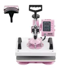 HEAT PRESS MACHINE 12X10 INCH WITH HAT PRESS FOR T-SHIRTS CAPS PINK VEVOR