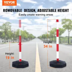 VEVOR ADJUSTABLE TRAFFIC DELINEATOR POST CONES, 4 PACK, RED & WHITE