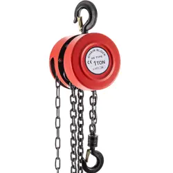 VEVOR CHAIN HOIST CHAIN BLOCK 1 TON CAPACITY 7 FEET LIFT STEEL CONSTRUCTION RED
