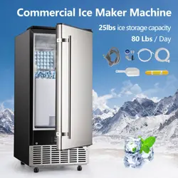 COMMERCIAL UNDERCOUNTER ICE MAKER STAINLESS BUILT-IN FREESTANDING CUBE MACHINE