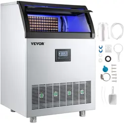 VEVOR 265LBS COMMERCIAL ICE MAKER BUILT-IN ICE CUBE MACHINE 55LBS BIN STORAGE