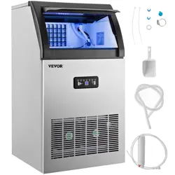 VEVOR 121LB/24H COMMERCIAL ICE MAKER W/BUILT-IN BLUE LIGHT ICE CUBE MACHINE 365W