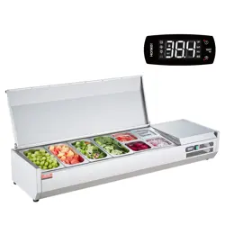 VEVOR COUNTERTOP REFRIGERATED SALAD PIZZA PREP STATION 150 W STAINLESS GUARD ETL