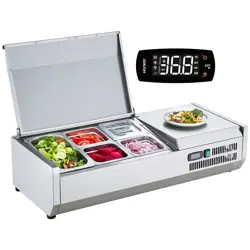 VEVOR COUNTERTOP REFRIGERATED SALAD PIZZA PREP STATION 130 W STAINLESS GUARD ETL