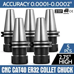 CAT40 ER32 COLLET CHUCK 5PCS 2.75'' GAGE LENGTH 8000RPM CHUCK TOOL HOLDER SET