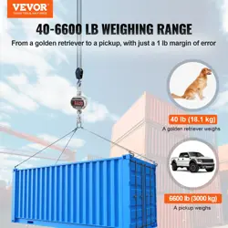 VEVOR DIGITAL CRANE SCALE, 6600 LBS/3000 KG, INDUSTRIAL HEAVY DUTY HANGING SCALE