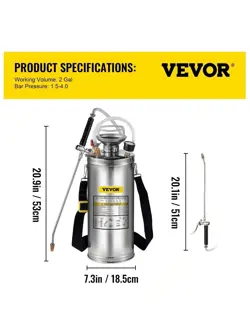 NEW丨VEVOR 2 GALLON STAINLESS STEEL SPRAYER HAND PUMP SPRAYER