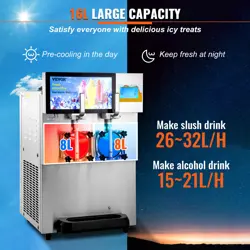 VEVOR 1800W COMMERCIAL SLUSH MACHINE 2X(8+4L) MARGARITA SLUSH MAKER DRINK FROZEN