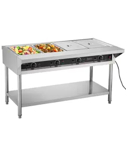 VEVOR 4-PAN COMMERCIAL FOOD WARMER STEAM TABLE WITH INDEPENDENT TEMPERATURE