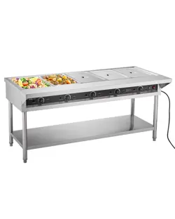 VEVOR 5-PAN COMMERCIAL FOOD WARMER STEAM TABLE WITH INDEPENDENT TEMPERATURE