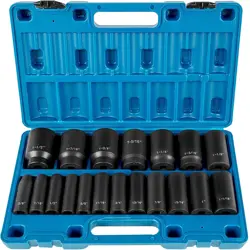 US VEVOR IMPACT SOCKET SET 1/2 INCHES 19 PIECE, DEEP SOCKET, 6-POINT SOCKETS, RU