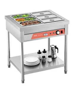 VEVOR 6 X 1/3 PANS COMMERCIAL FOOD WARMER ELECTRIC STEAM TABLE WITH UNDERSHELF