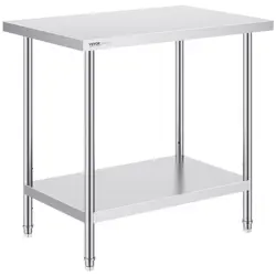VEVOR STAINLESS STEEL WORK PREP TABLE COMMERCIAL WORKTABLE FOOD PREP 24X36X34IN