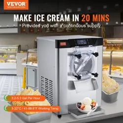 VEVOR COMMERCIAL ICE CREAM MACHINE 12 L/H YIELD 4.5L CYLINDER HARD SERVE MAKER