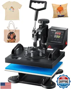 VEVOR HEAT PRESS, 12X10IN HEAT PRESS MACHINE, CLAMSHELL SUBLIMATION TRANSFER 