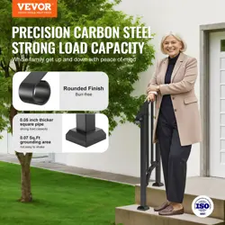 VEVOR 1-2 STEP HANDRAILS FOR OUTDOOR FOR SENIORS PORCH DECK RETRO ARCH BLACK