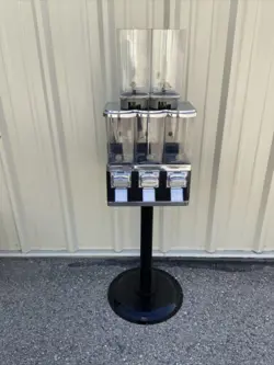 COMMERCIAL TRIPLE GUMBALL MACHINE CANDY VENDING WITH STAND BUBBLE GUM DISPENSER