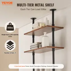 VEVOR INDUSTRIAL PIPE SHELF 5 TIER 24X9.84IN WALL-MOUNT FOR KITCHEN BEDROOM