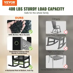 VEVOR PORCH ROCKER HIPS OUTDOOR ROCKING CHAIR HIGH BACK 2 PCS 400 LBS WEIGHT