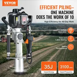 VEVOR 37.77CC GAS-POWERED T POST DRIVER 4-STROKE FENCE PILING POUNDER W/ 3 HEAD