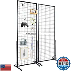 VEVOR 2' X 5.6' GRID WALL PANELS TOWER, 2 PACKS WIRE GRIDWALL DISPLAY RACKS W