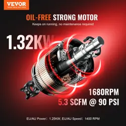 VEVOR AIR COMPRESSOR COMPACT PORTABLE OIL FREE COMPRESSOR 10 GALLON 90 PSI