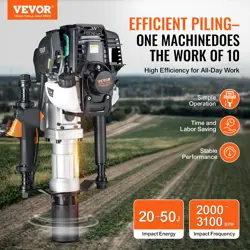 VEVOR 37.77CC GAS-POWERED T POST DRIVER 4-STROKE FENCE PILING POUNDER W/ 2 HEAD