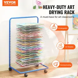 VEVOR ART DRYING RACK 25 REMOVABLE SHELVES PAINT DRYING RACK WITH 4 WHEELS BLUE