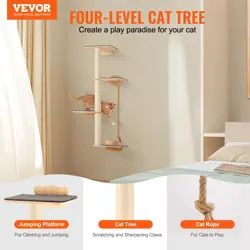 VEVOR WALL MOUNTED CAT SHELVES TREE WITH PLATFORM TREE-SHAPED CAT FURNITURE