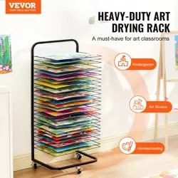 VEVOR ART DRYING RACK 25 REMOVABLE SHELVES PAINT DRYING RACK WITH WHEELS BLACK