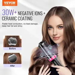 VEVOR HAIR BLOW DRYER BRUSH IONIC HAIR DRYER AND STYLER WITH 2.56