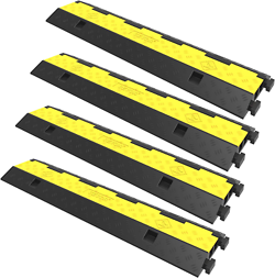 VEVOR CABLE PROTECTOR RAMP, 4 PACKS 2 CHANNELS SPEED BUMP HUMP, RUBBER MODULAR