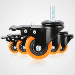 2IN CASTER WHEELS SET OF 4, 110LB LOAD, THREADED STEM, DUAL LOCKING, NO NOISE