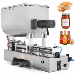 PNEUMATIC PASTE FILLING MACHINE MIXING VISCOSITY SAUCE 80L HOPPER 100-1000ML