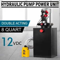 8 QUART DOUBLE ACTING HYDRAULIC PUMP 12V DC DUMP TRAILER PUMP POWER UNIT