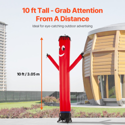 10 FT AIR DANCERS WACKY WAVING INFLATABLE TUBE MAN WITH 9/10 HP BLOWER FAN