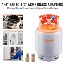 REFRIGERANT RECOVERY RECLAIM 30LB CYLINDER TANK 400 PSI LIQUID RATED Y VALVE