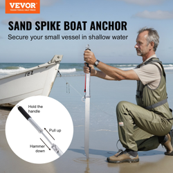 SAND SPIKE BOAT ANCHOR POLE, WITH BUNGEE CORD AND OXFORD STORAGE BAG