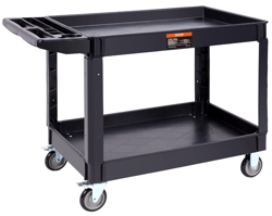 SERVICE CART 2 SHELF 550LBS HEAVY DUTY PLASTIC ROLLING UTILITY CART WITH WHEELS