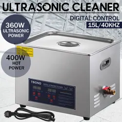 DIGITAL 15L ULTRASONIC CLEANER STAINLESS STEEL INDUSTRY HEATED HEATER W/TIMER