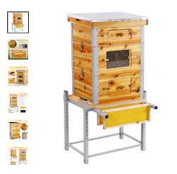 LANGSTROTH BEEHIVE BEE HOUSE KIT 20 DEEP & 10 MEDIUM FRAMES W/STAND & WINDOWS