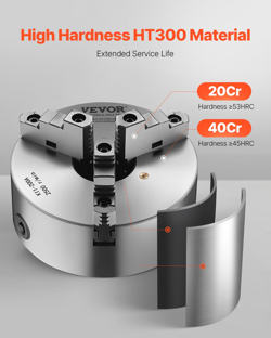 8 INCH 3-JAW SELF-CENTERING LATHE CHUCK WITH 2 1/4 IN-8 THREADED BACKING PLATE