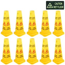 WET FLOOR SIGN CAUTION WET FLOOR YELLOW FLOOR WET SIGN 4 SIDED CONE SIGN 10PCS
