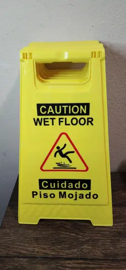 6 PACK WET FLOOR SIGN 2-SIDE CAUTION WET FLOOR CONES YELLOW SIGNS PORTABLE