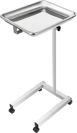 MAYO STAND 18X14 INCH MEDICAL TRAY ON WHEELS ADJUSTABLE HEIGHT