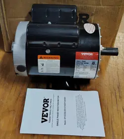 5 HP AIR COMPRESSOR MOTOR, 3450 RPM ELECTRIC MOTOR, 230V SINGLE PHASE MOTOR