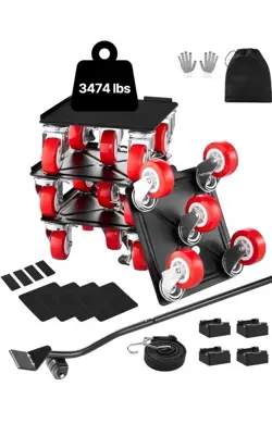 PREMIUM FURNITURE DOLLY ~ MAX LOAD 3474LBS ~ HEAVY DUTY, 5 360 WHEELS PER SLIDE