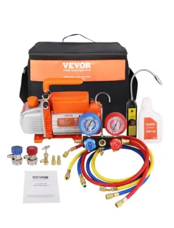 HVAC AIR VACUUM PUMP 1/4 HP 4.5 CFM AC VACUUM PUMP GAUGE SET KDZ4CFM180WA15GDIV1